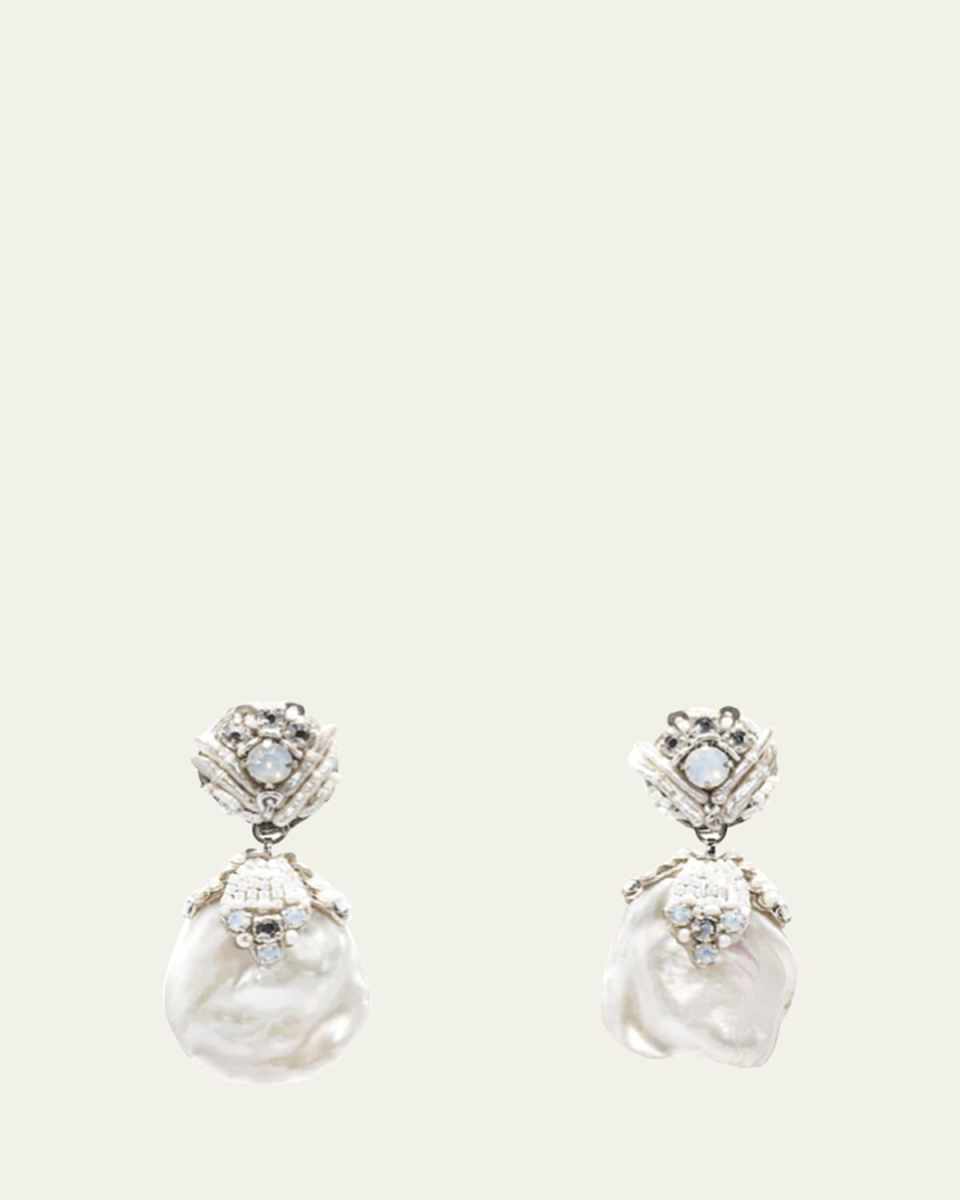 Crystal and Mother-of-Pearl Embellished Baroque Pearl Earrings